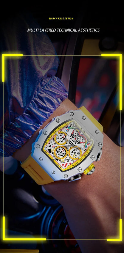 Luxury Watch Men's ONOLA Fashion Casual  Multifunctional Silicone Tape Waterproof Quartz Watch White