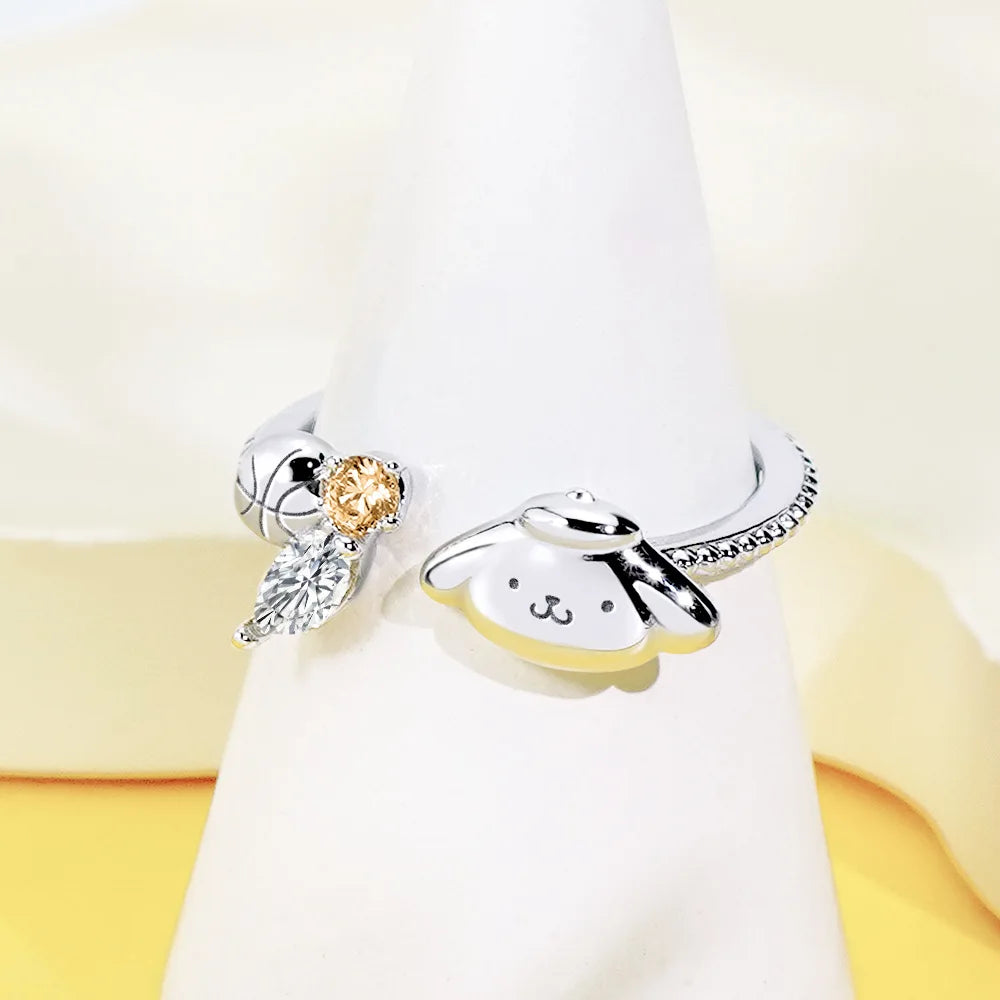 Sanrio Hello Kitty KUROMI College Mix Series-Pompompurin Cartoon Cute Personality Temperament Ring Party Friend's Birthday Gifts