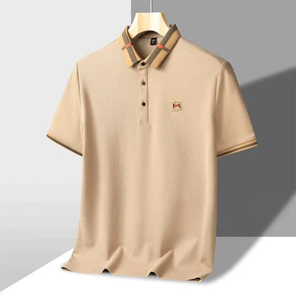 Luxury brand logo short sleeve polo shirt men summer new high-end silk cotton breathable Paul T-shirt fashion casual men's wear