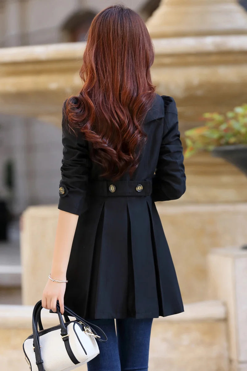Trench Coat Women Double-Breasted Trench Coat Lace Female Autumn Casual Coats
