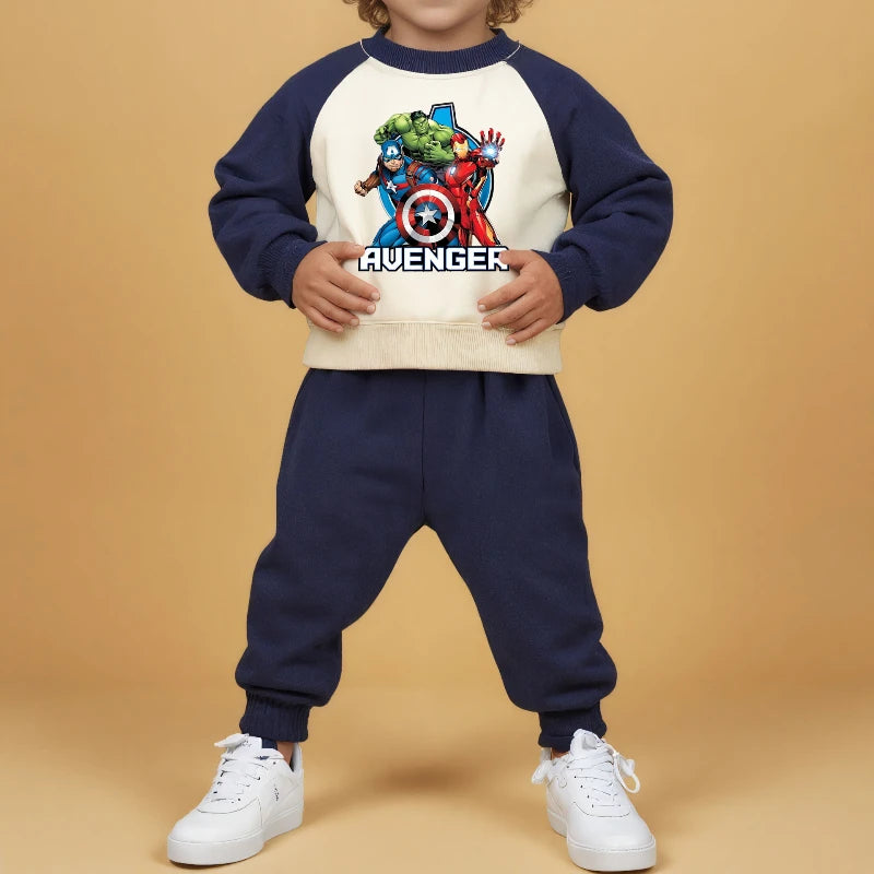 Marvel Cartoon Print Children Clothes Sets Spring/autumn Boys Sweatshirt Set Kids O Neck Hoodies Pants Two Piece Kids Tracksuit