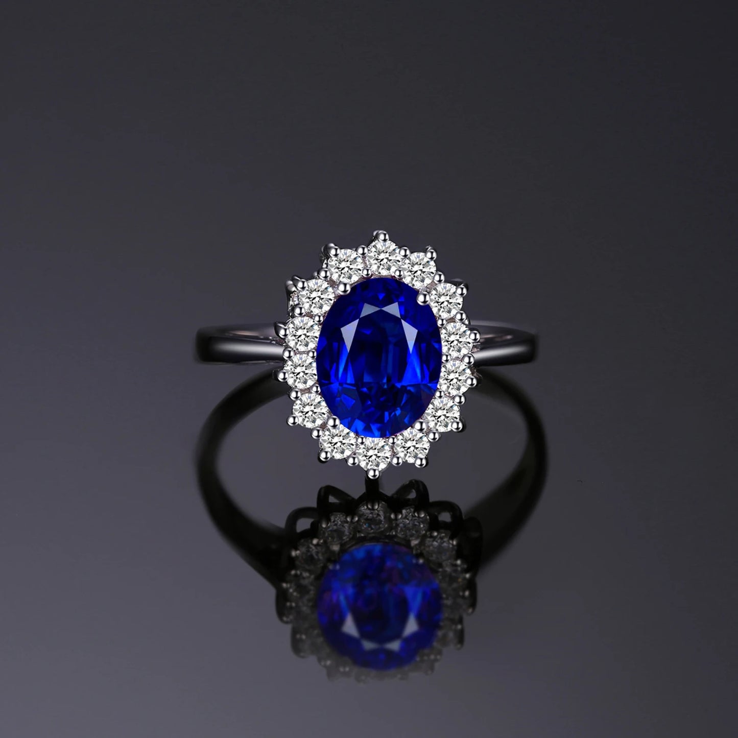 Princess Diana Created Blue Sapphire 925 Sterling Silver Engagement Ring