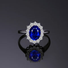 Princess Diana Created Blue Sapphire 925 Sterling Silver Engagement Ring