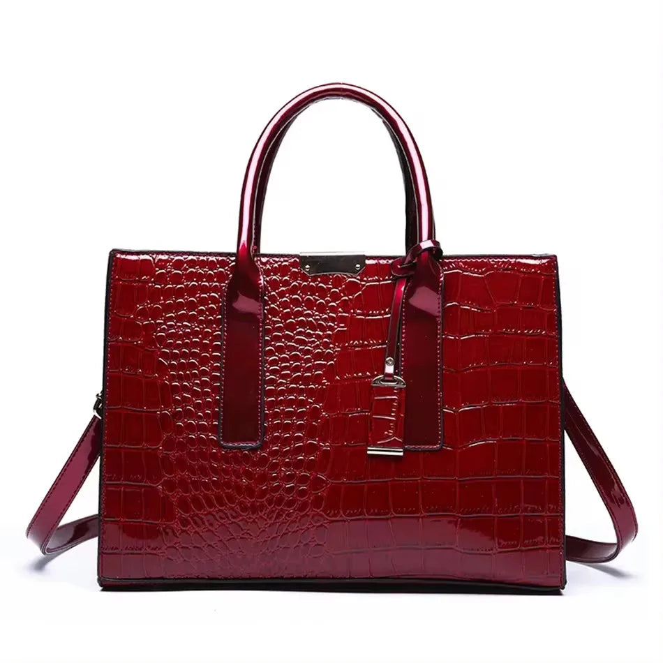 Brand Leather 3 Layers Alligator Crossbody Bag for Women Female Shoulder