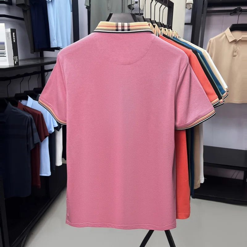 Designer fashion brand short sleeve polo shirt men summer new luxury exquisite embroidery high-end business casual Paul T-shirt