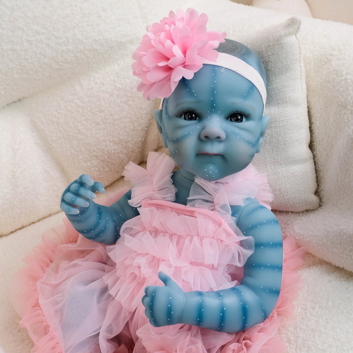 NPK 19-inch Full Body Bettie Avatar Collectible Art Doll - Soft Silicone Bebe Bath Toy Waterproof Hand-Painted Details