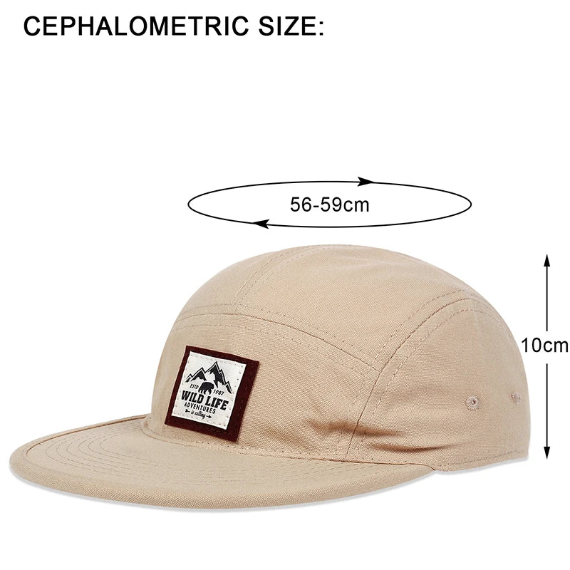 WILD LIFE Cotton 5 Panel Baseball Cap Snapback Caps Bone Gorras Hombre Originales Hip Hop Hats For Men Women Adjustable