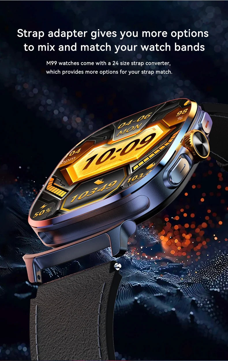 M99 Smartwatch 2.4inch Larger Amoled Screen 12 Panel Menu Smart Watch With 190° Rotating Camera 2100Mah Battery Android 10.0 OS