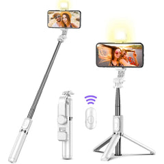 Wireless Bluetooth Selfie Stick Foldable Portable Tripod with Fill Light Shutter Remote