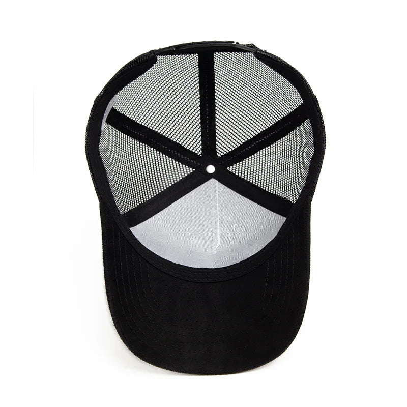 Unisex 5 panel Mesh Suede Trucker Hat  Men Baseball Cap Spring Summer Breathable Sports Hats