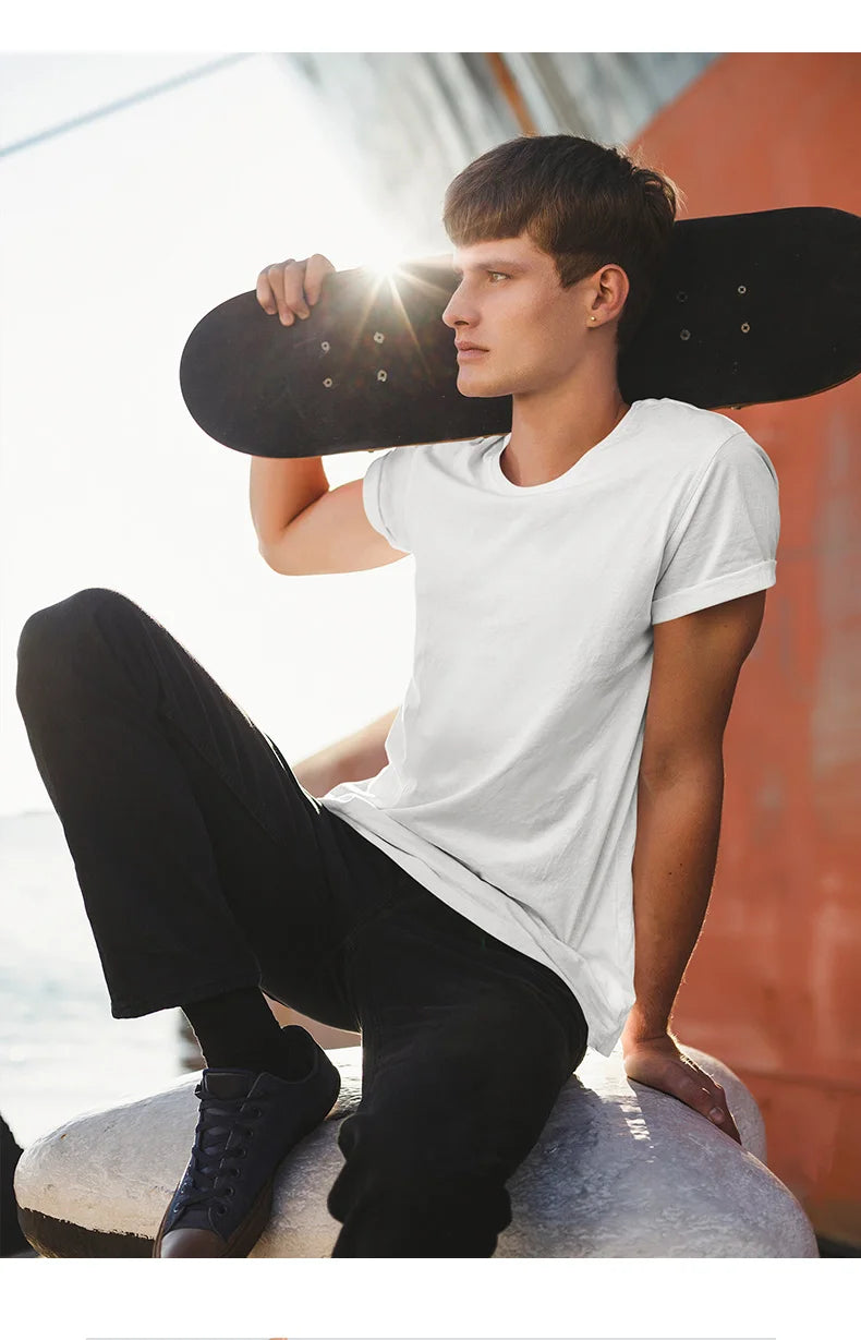 6.7oz 190gsm Combed Cotton Tees Tshirts Mens Solid Tops Woman Male Custom Team Uniform Class Clothes Summer Brand Customization