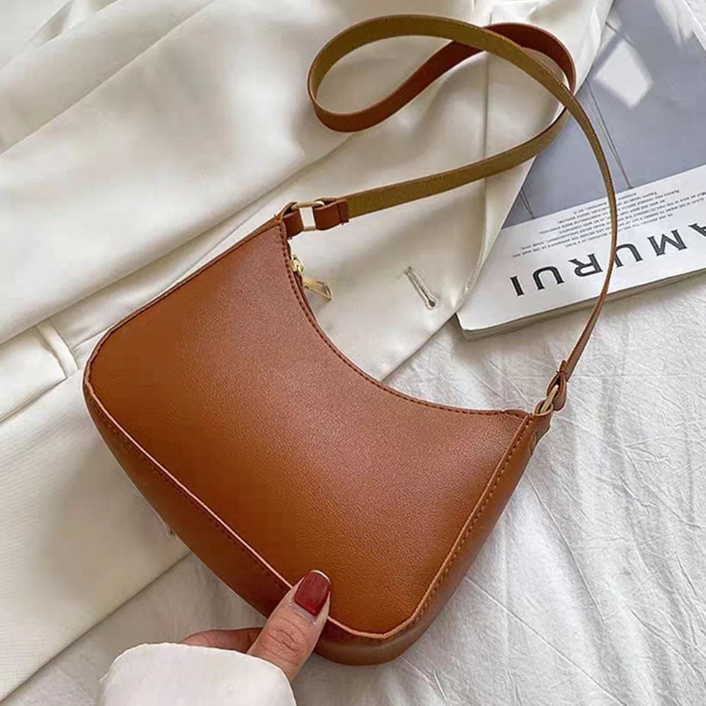 Ladies Fashion Handbag Retro Pure Color Macaron Small Square Bag