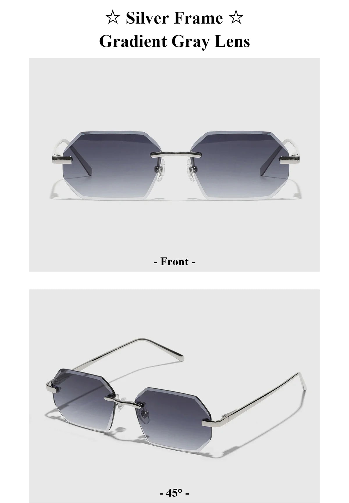Ruiao Sunglasses Men Brand Designer Fashion Rimless Sun Glasses Shades Diamond Cut Lens Ladies Frameless Metal Eye glasses