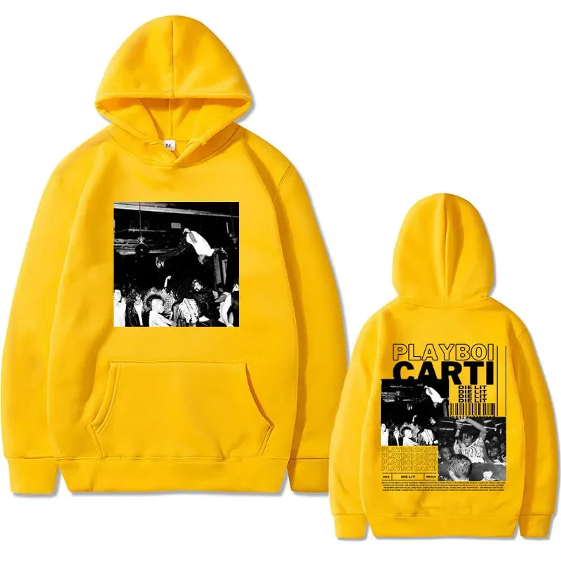 Hip Hop Rapper Playboi Carti Die Lit Music Album Hoodie Men's Fleece Cotton Sweatshirt