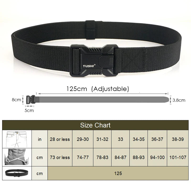 VATLTY New Tactical Outdoor Belt for Men and Women Aluminum Alloy Buckle Quick Release Elastic Belt Casual Belt Jeans Waistband