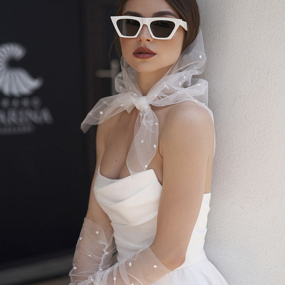 White Bridesmaid Dresses: Wedding Dress For Bride High Slit Simple Bridal Gown