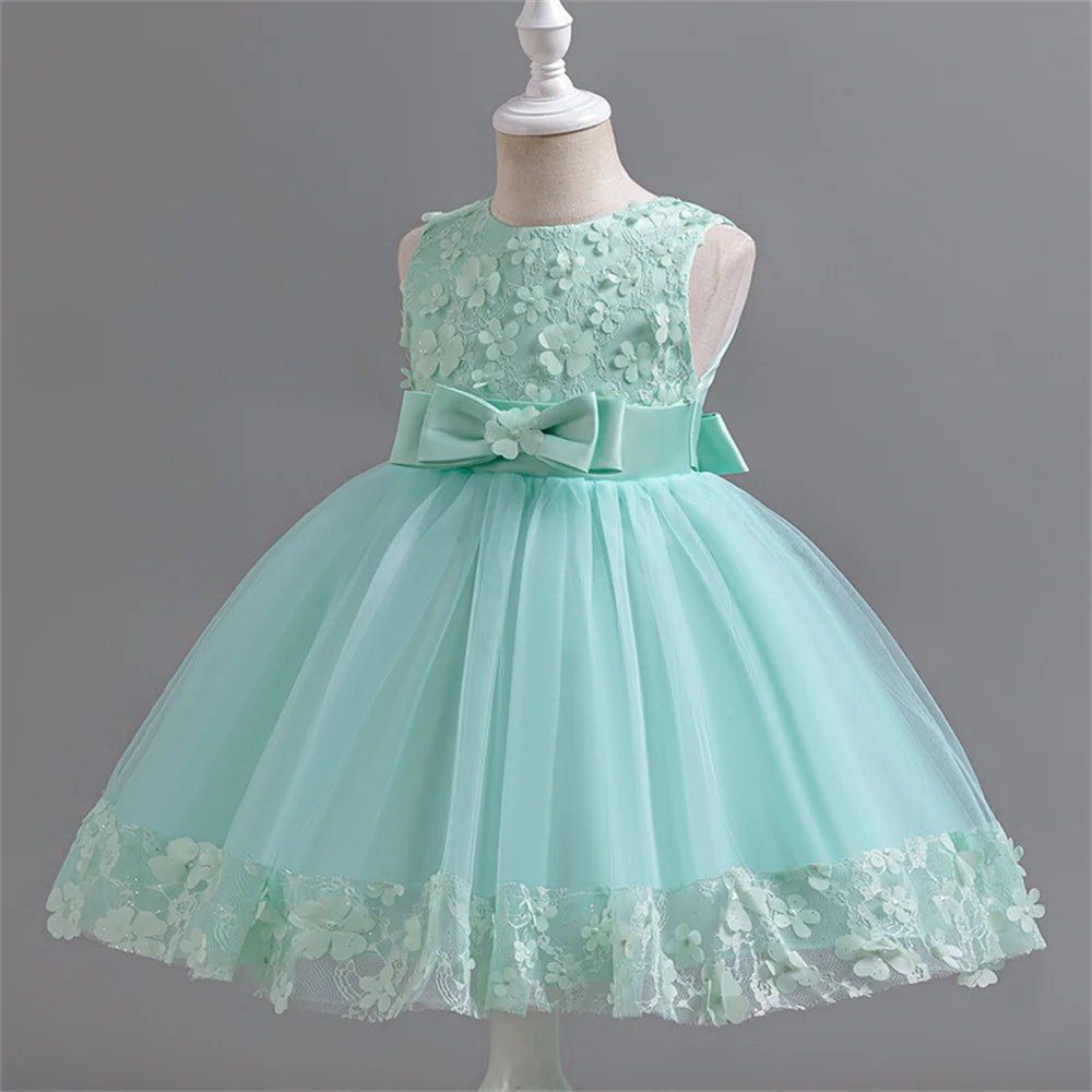 Girl's Dress 2024 New Girl's Butterfly Bow Princess Dress Fashion Sleeveless Mesh Dress Banquet Performance Evening Dresses