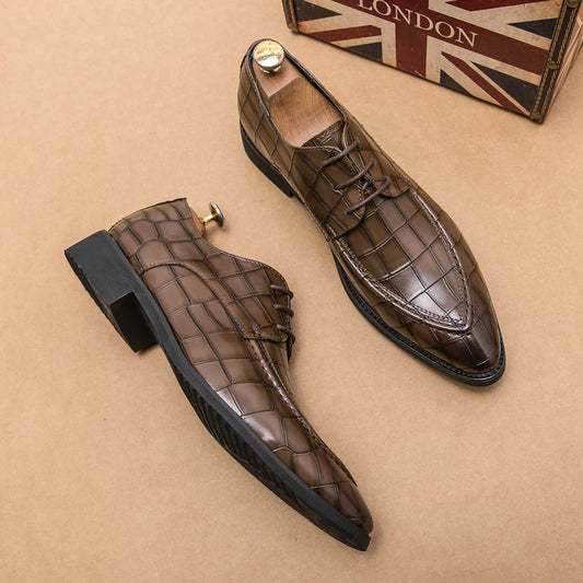 Casual British Men Shoes Vintage Business Formal Dress Leather Shoes