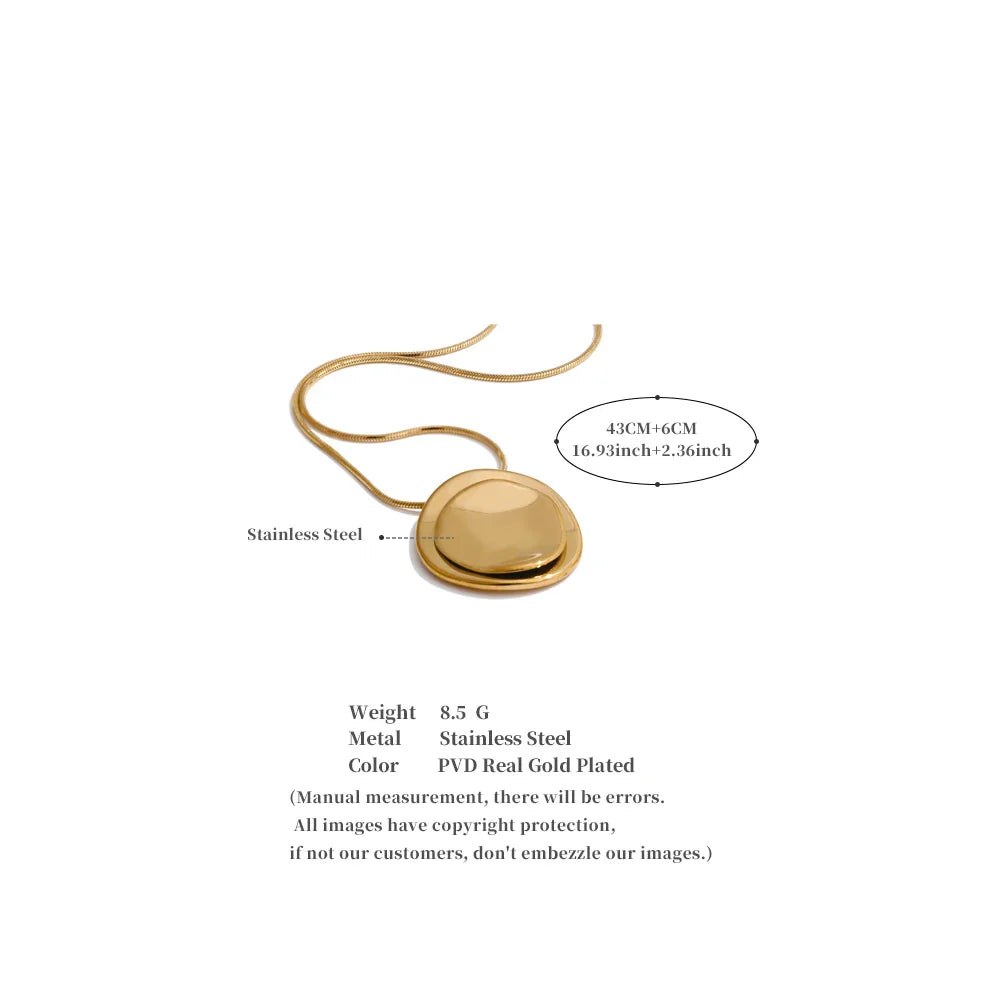 Yhpup Double Round Pendant Fashion Necklace Water Resistant Metal Stainless Steel Daily Waterproof Jewelry Recommend