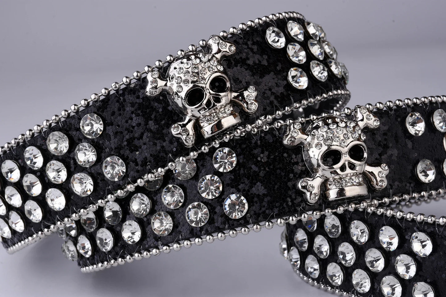 Rhinestone SkullBelt Western Cowgirl Belts For Women Girls Studded PU Leather Country Belt