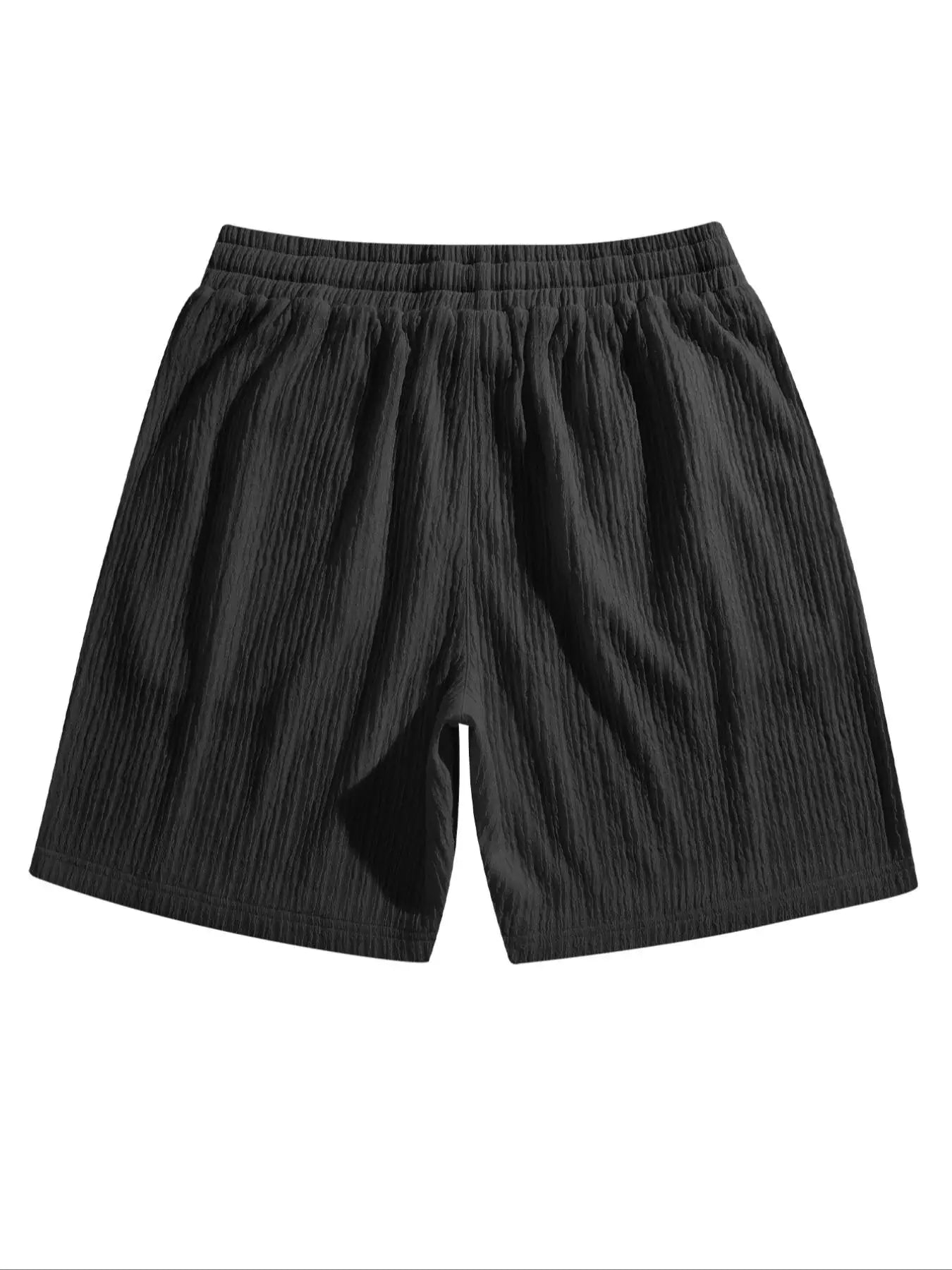 Men's Regular Style Pleated Plain Casual Shorts with Drawstrings and Pockets, Summer Drapedy Breathable Ice-Feel Straight Shorts, Couple Style, Suitable for Home Leisure, Date, Daily Matching, Running, Multi-Scenario Wear