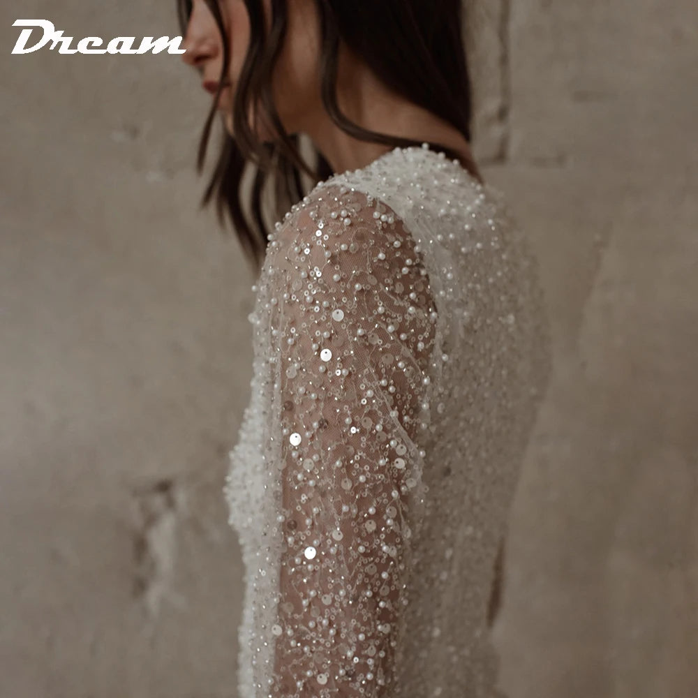 White Bridesmaid Dresses: Wedding Dress For Women Above Knee Beaded Feather