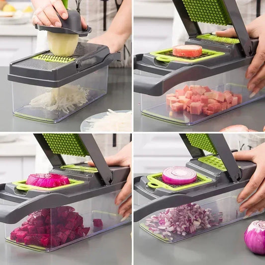 14/16 in 1 Multifunctional Vegetable Chopper Slicer Shredder with Basket Fruit