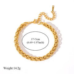 316L Stainless Steel Chains Necklaces Bracelet Jewelry Set For Women Gold Color Metal