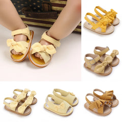 Cute Summer Sandals Yellow Princess Bow Decoration Casual Soft Rubber Sole