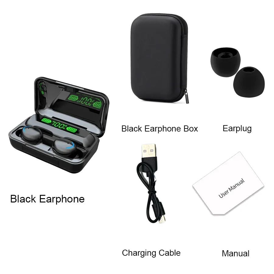 F9 Wireless Bluetooth Headphones Tws Waterproof Earbuds Earphones Digital Display Heaset Large Capacity Charging Case