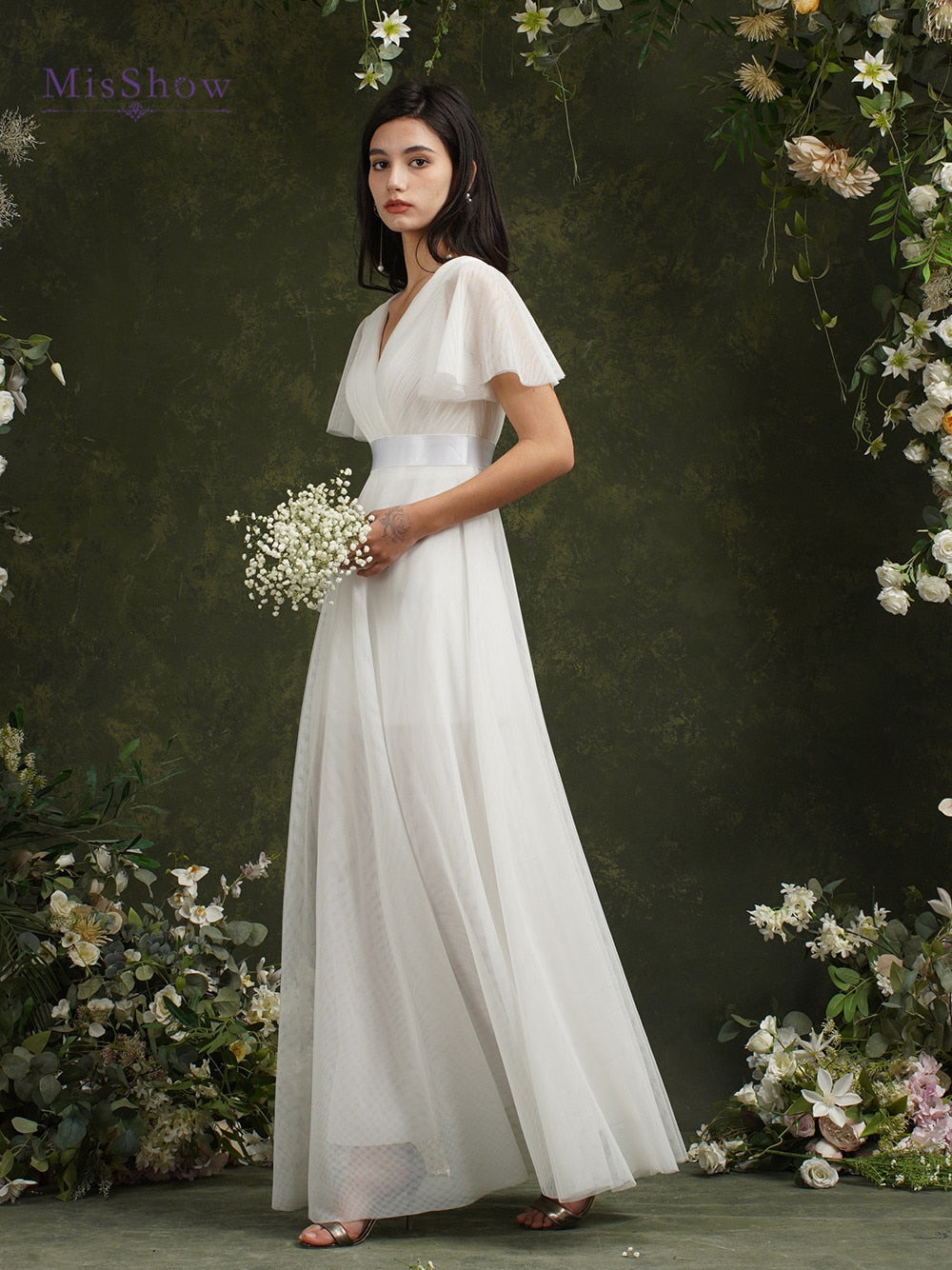 White Bridesmaid Dresses: Ivory Beach Wedding Dresses For Women A-Line Puffer