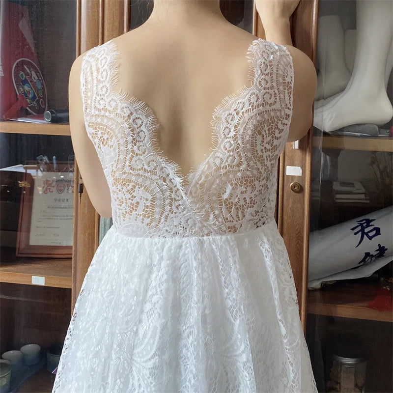Girl's White Gauze Princess  Dress Performance Dress Flower Girl Wedding Little Girl Host Piano 1-5 Y wedding dress