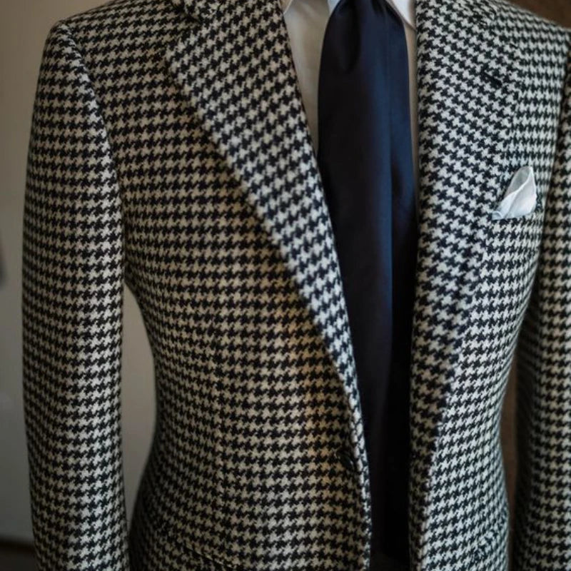 Tuxedo for Mens: Business Blazer for Men Plaid Notched Lapel Suit Jacket