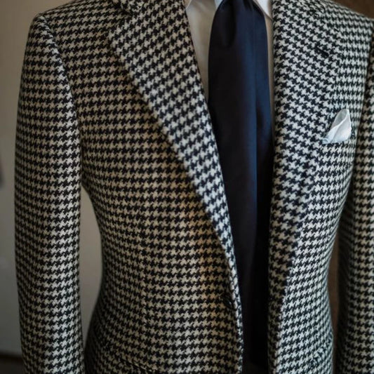 Tuxedo for Mens: Business Blazer for Men Plaid Notched Lapel Suit Jacket