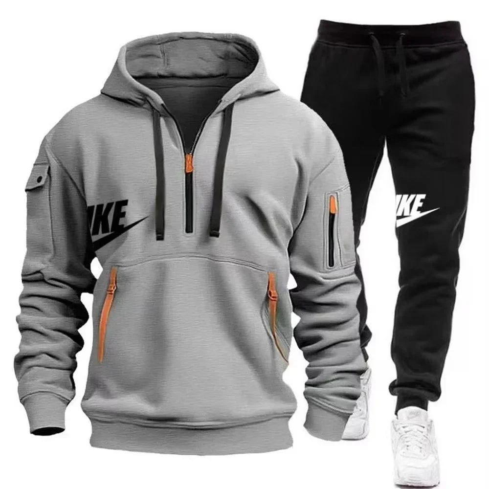 2025 New men's autumn and winter suit zipper hoodie + trousers suit casual men's sportswear
