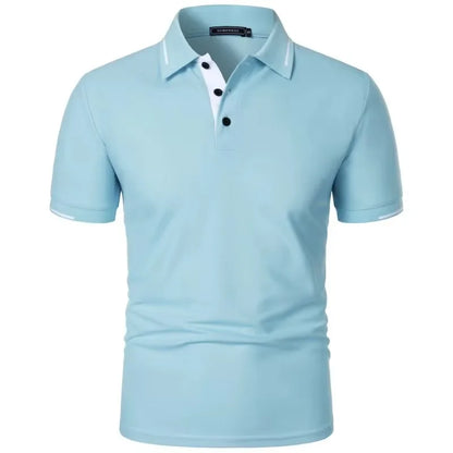 Men's Short Sleeve Polo Shirt Summe Button Classic Fit Casual T-Shirts Oversize Pullover Shirts Man Solid Color Lightweight Tops