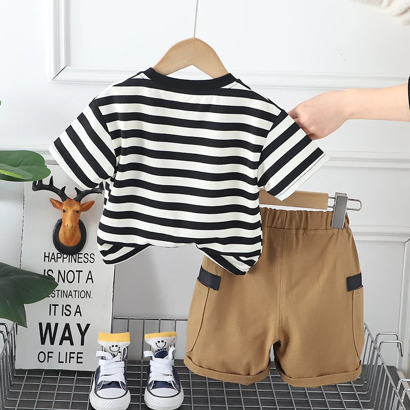 New Baby Boys Clothes Suit Summer Children Fashion Striped T-Shirt Shorts 2Pcs/Sets Toddler Casual Costume Kids Tracksuits