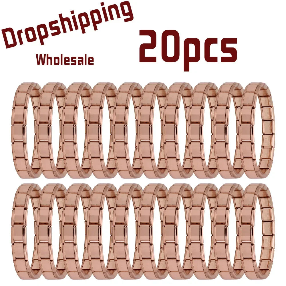 20pcs Wholesale charms italian Stainless Steel 9mm Colorful Style Elastic Bracelet for Woman Men DIY Making Gift Dropshipping