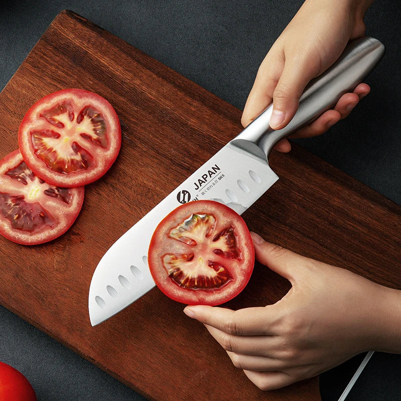 1-7pcs Chef Knife Set Hollow Handle Knife Set Stainless Steel Household Slicing Kitchen