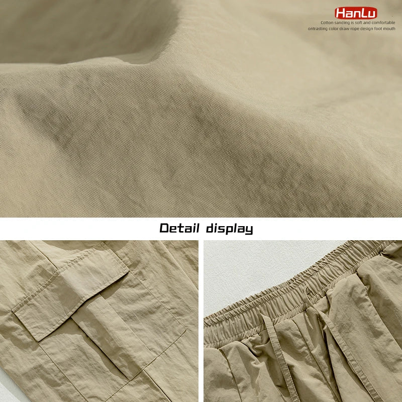 Men's Multi-Pocket Cargo Pants Men's Casual Solid Colour Straight Baggy Wide-leg Pants