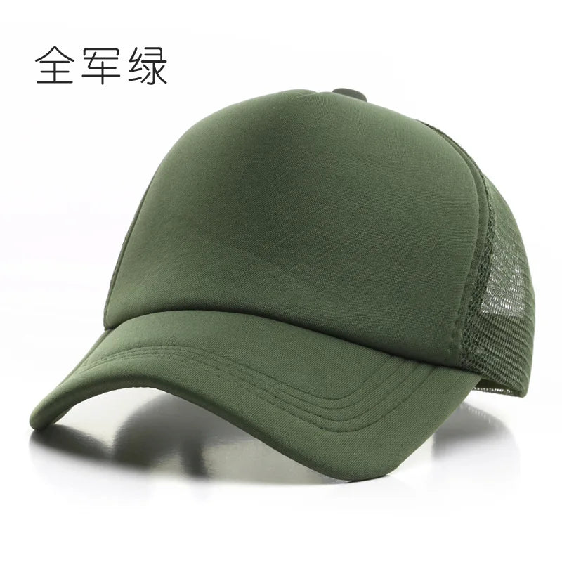 50 Color Unisex SummerTrucker Hat For Adult Net Baseball Cap Men Women Polyester Blank Mesh Adjustable Sun Hat Visor