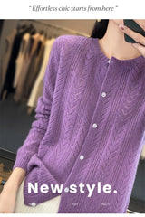 Wool Cardigan Womens Clothing O-neck Sweater Mujer Long Sleeve Tops Knitwears