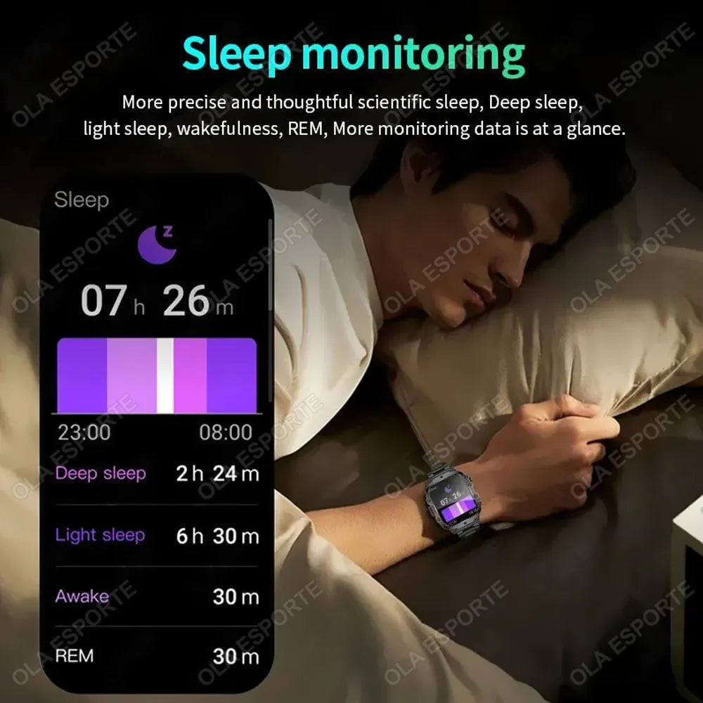 EGC+PPG GPS Sports Fitness Tracker Smartwatch Men 2.01Inch Touch Screen Health Monitoring Bluetooth Call Smart Watch For Android