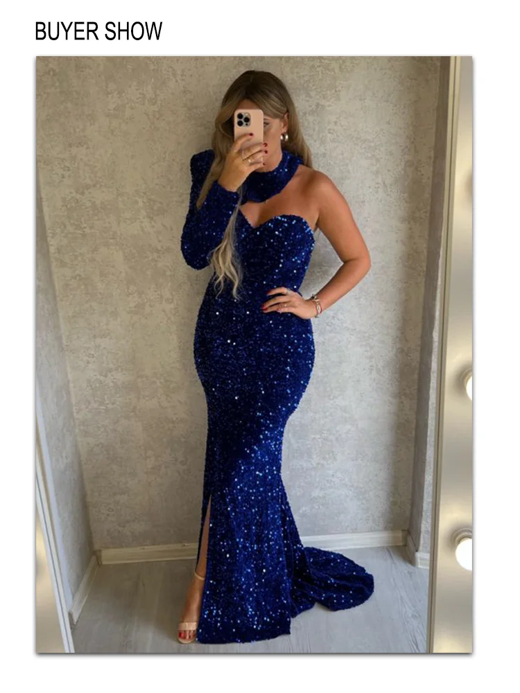 Evening wear Dresses: Backless Slit O Neck Cocktail Evening Party Dress