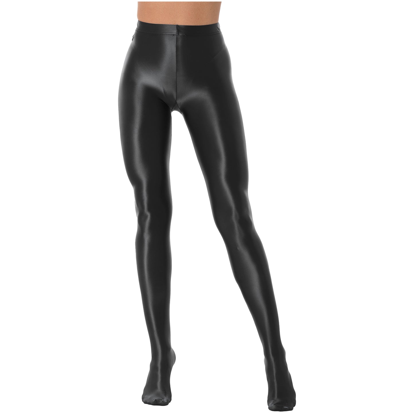 Women Glossy Solid Color Pantyhose High Waist Tights Stockings Footed Leggings