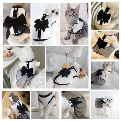 Summer Puppy Clothes Luxury Dog Dress Bow Lace Dog Skirt Cotton Dog T Shirt Girls