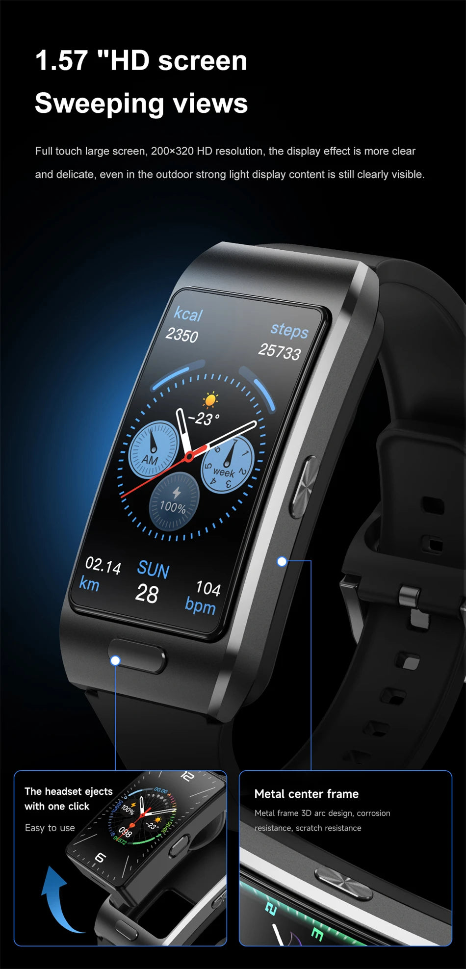 LIGE Sports Smart Watch with Earbuds Answer Make Calls 2 in 1 Bluetooth Music Watch GPS Track Fitness Smart Band for Women Men