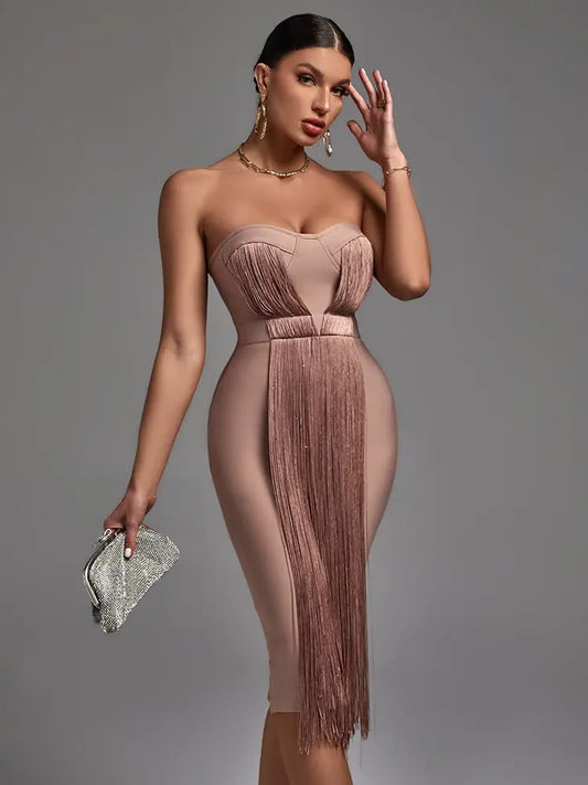 Evening Dresses: Women Strapless Bandage Dress Bodycon Elegant