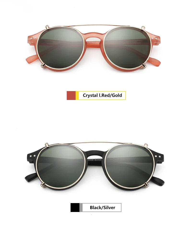 ZENOTTIC Steampunk Style Glasses (Anti Blue Light Blocking Eyewear) + Clip Lenses（Polarized Sunglasses Clips）for Women Men