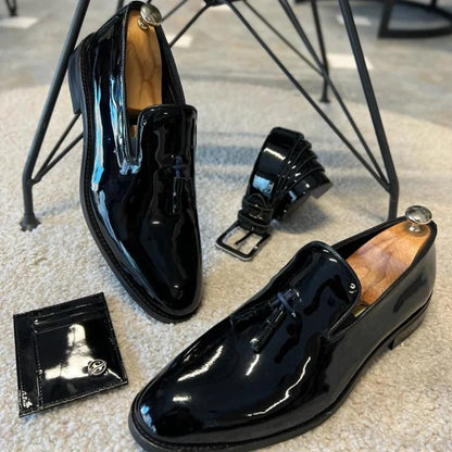 New Black Loafers for Men Patent Leather Tassels Wedding Business Men's Formal Shoes Size 38-45 Free Shipping men shoes